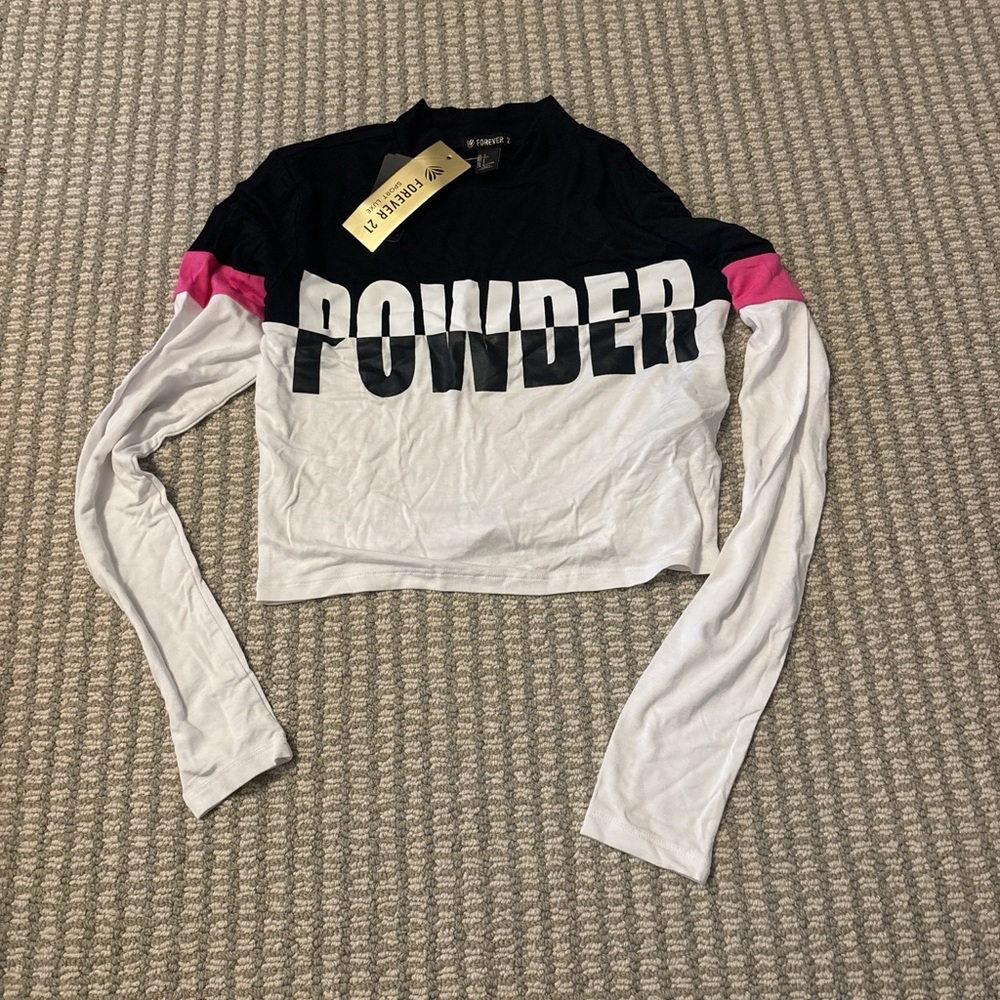 Forever 21 Black, Pink, and White Crop Top